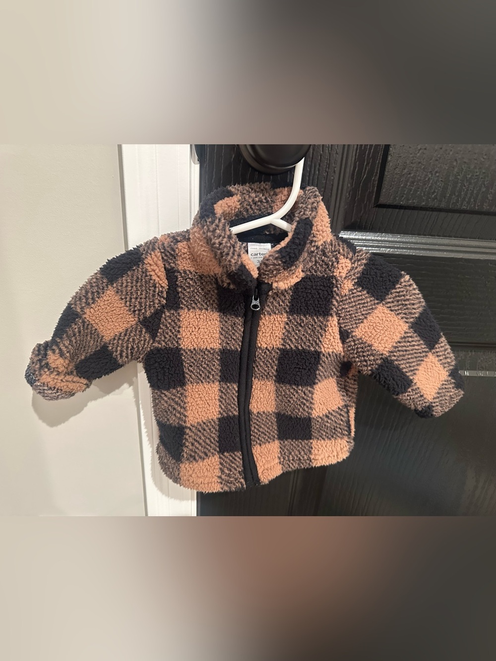 3 Months Carter's Black & Brown Buffalo Plaid Sherpa Puffer Jacket